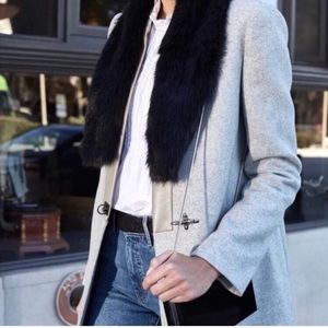 Vegan Unreal fur shawl stole Rachel Zoe black
